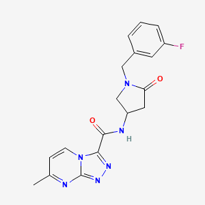 molecular formula C18H17FN6O2 B5364420 N-[1-(3-fluorobenzyl)-5-oxopyrrolidin-3-yl]-7-methyl[1,2,4]triazolo[4,3-a]pyrimidine-3-carboxamide 