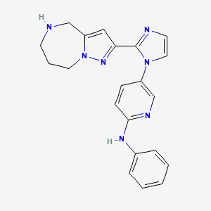 molecular formula C21H21N7 B5364475 N-phenyl-5-[2-(5,6,7,8-tetrahydro-4H-pyrazolo[1,5-a][1,4]diazepin-2-yl)-1H-imidazol-1-yl]-2-pyridinamine hydrochloride 
