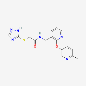 molecular formula C16H16N6O2S B5364593 N-({2-[(6-methylpyridin-3-yl)oxy]pyridin-3-yl}methyl)-2-(1H-1,2,4-triazol-3-ylthio)acetamide 