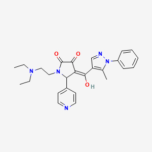 molecular formula C26H29N5O3 B5364612 1-[2-(diethylamino)ethyl]-3-hydroxy-4-[(5-methyl-1-phenyl-1H-pyrazol-4-yl)carbonyl]-5-(4-pyridinyl)-1,5-dihydro-2H-pyrrol-2-one 