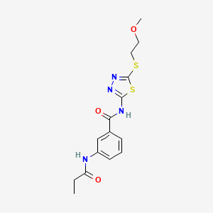 molecular formula C15H18N4O3S2 B5364772 N-{5-[(2-METHOXYETHYL)SULFANYL]-1,3,4-THIADIAZOL-2-YL}-3-PROPANAMIDOBENZAMIDE 