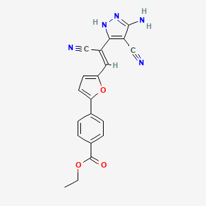molecular formula C20H15N5O3 B5364799 ETHYL 4-{5-[(1Z)-2-(5-AMINO-4-CYANO-1H-PYRAZOL-3-YL)-2-CYANOETH-1-EN-1-YL]FURAN-2-YL}BENZOATE 