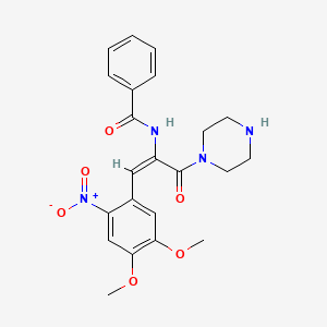 molecular formula C22H24N4O6 B5364852 N-[(E)-1-(4,5-dimethoxy-2-nitrophenyl)-3-oxo-3-piperazin-1-ylprop-1-en-2-yl]benzamide 