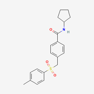 molecular formula C20H23NO3S B5364918 N~1~-Cyclopentyl-4-{[(4-methylphenyl)sulfonyl]methyl}benzamide 