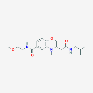 molecular formula C19H29N3O4 B5364965 3-[2-(isobutylamino)-2-oxoethyl]-N-(2-methoxyethyl)-4-methyl-3,4-dihydro-2H-1,4-benzoxazine-6-carboxamide 
