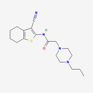 molecular formula C18H26N4OS B5364995 N-(3-CYANO-4,5,6,7-TETRAHYDRO-1-BENZOTHIOPHEN-2-YL)-2-(4-PROPYL-1-PIPERAZINYL)ACETAMIDE 