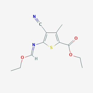 molecular formula C12H14N2O3S B5365292 ethyl 4-cyano-5-[(ethoxymethylene)amino]-3-methyl-2-thiophenecarboxylate 