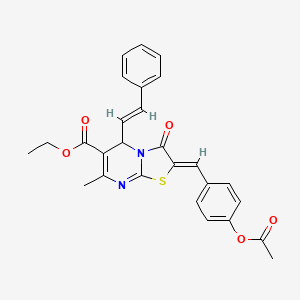 molecular formula C27H24N2O5S B5365295 ethyl 2-[4-(acetyloxy)benzylidene]-7-methyl-3-oxo-5-(2-phenylvinyl)-2,3-dihydro-5H-[1,3]thiazolo[3,2-a]pyrimidine-6-carboxylate 