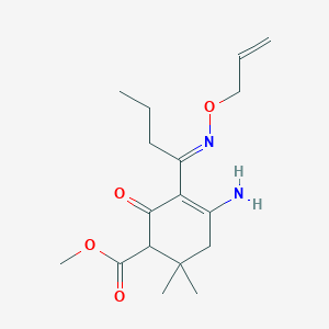 molecular formula C17H26N2O4 B5365318 methyl 4-amino-6,6-dimethyl-2-oxo-3-[(E)-N-prop-2-enoxy-C-propylcarbonimidoyl]cyclohex-3-ene-1-carboxylate 