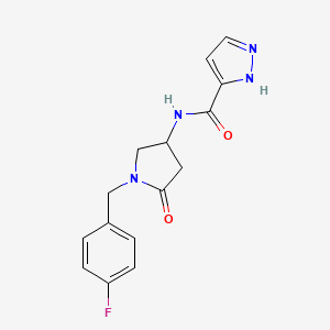 molecular formula C15H15FN4O2 B5365405 N-[1-(4-fluorobenzyl)-5-oxopyrrolidin-3-yl]-1H-pyrazole-3-carboxamide 