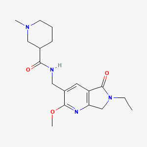 molecular formula C18H26N4O3 B5365572 N-[(6-ethyl-2-methoxy-5-oxo-6,7-dihydro-5H-pyrrolo[3,4-b]pyridin-3-yl)methyl]-1-methylpiperidine-3-carboxamide 