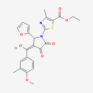 molecular formula C24H22N2O7S B5365734 ethyl 2-[2-(2-furyl)-4-hydroxy-3-(4-methoxy-3-methylbenzoyl)-5-oxo-2,5-dihydro-1H-pyrrol-1-yl]-4-methyl-1,3-thiazole-5-carboxylate 