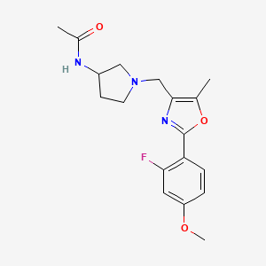 molecular formula C18H22FN3O3 B5365832 N-(1-{[2-(2-fluoro-4-methoxyphenyl)-5-methyl-1,3-oxazol-4-yl]methyl}pyrrolidin-3-yl)acetamide 