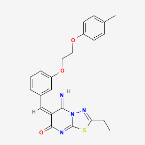 molecular formula C23H22N4O3S B5365993 (6E)-2-ethyl-5-imino-6-[[3-[2-(4-methylphenoxy)ethoxy]phenyl]methylidene]-[1,3,4]thiadiazolo[3,2-a]pyrimidin-7-one 