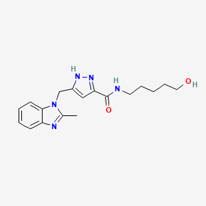 molecular formula C18H23N5O2 B5366075 N-(5-hydroxypentyl)-5-[(2-methyl-1H-benzimidazol-1-yl)methyl]-1H-pyrazole-3-carboxamide 