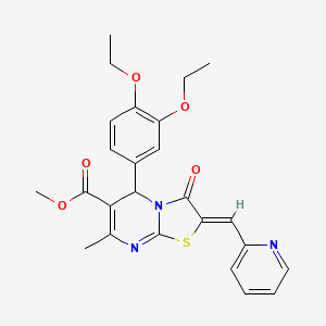 molecular formula C25H25N3O5S B5366086 METHYL (2Z)-5-(3,4-DIETHOXYPHENYL)-7-METHYL-3-OXO-2-[(PYRIDIN-2-YL)METHYLIDENE]-2H,3H,5H-[1,3]THIAZOLO[3,2-A]PYRIMIDINE-6-CARBOXYLATE 