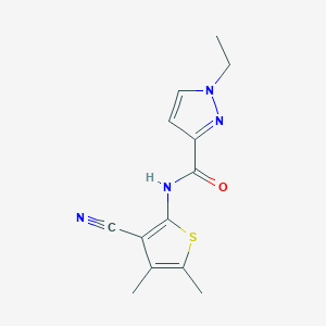 molecular formula C13H14N4OS B5366185 N-(3-cyano-4,5-dimethylthiophen-2-yl)-1-ethyl-1H-pyrazole-3-carboxamide 