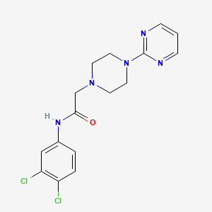 molecular formula C16H17Cl2N5O B5366230 N-(3,4-dichlorophenyl)-2-[4-(2-pyrimidinyl)-1-piperazinyl]acetamide 