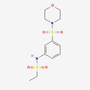 molecular formula C12H18N2O5S2 B5366252 N-[3-(MORPHOLINE-4-SULFONYL)PHENYL]ETHANE-1-SULFONAMIDE 