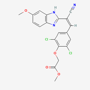 molecular formula C20H15Cl2N3O4 B5366282 methyl 2-[2,6-dichloro-4-[(Z)-2-cyano-2-(6-methoxy-1H-benzimidazol-2-yl)ethenyl]phenoxy]acetate 