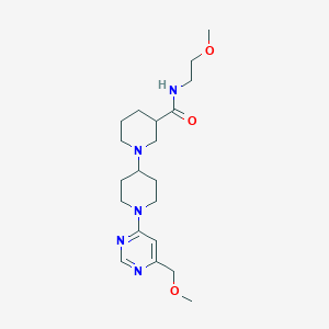 molecular formula C20H33N5O3 B5366332 N-(2-methoxyethyl)-1'-[6-(methoxymethyl)pyrimidin-4-yl]-1,4'-bipiperidine-3-carboxamide 