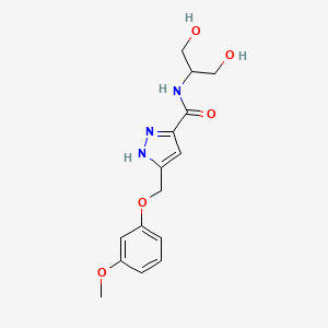 molecular formula C15H19N3O5 B5366465 N-[2-hydroxy-1-(hydroxymethyl)ethyl]-5-[(3-methoxyphenoxy)methyl]-1H-pyrazole-3-carboxamide 