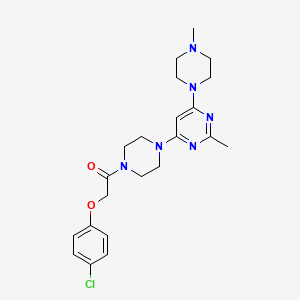molecular formula C22H29ClN6O2 B5366483 4-{4-[(4-chlorophenoxy)acetyl]-1-piperazinyl}-2-methyl-6-(4-methyl-1-piperazinyl)pyrimidine 