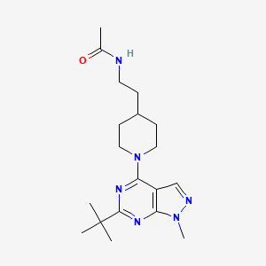 molecular formula C19H30N6O B5366490 N-{2-[1-(6-tert-butyl-1-methyl-1H-pyrazolo[3,4-d]pyrimidin-4-yl)-4-piperidinyl]ethyl}acetamide 