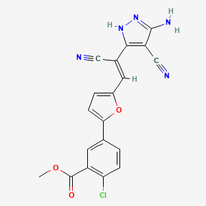 molecular formula C19H12ClN5O3 B5366498 methyl 5-[5-[(Z)-2-(3-amino-4-cyano-1H-pyrazol-5-yl)-2-cyanoethenyl]furan-2-yl]-2-chlorobenzoate 