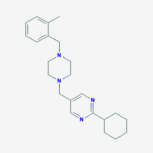 molecular formula C23H32N4 B5366570 2-cyclohexyl-5-{[4-(2-methylbenzyl)-1-piperazinyl]methyl}pyrimidine 