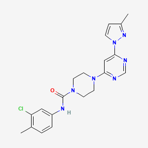 molecular formula C20H22ClN7O B5366636 N-(3-chloro-4-methylphenyl)-4-[6-(3-methyl-1H-pyrazol-1-yl)-4-pyrimidinyl]-1-piperazinecarboxamide 