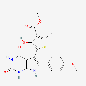 molecular formula C20H17N3O6S B5369832 METHYL 4-HYDROXY-5-[6-(4-METHOXYPHENYL)-2,4-DIOXO-1H,2H,3H,4H,7H-PYRROLO[2,3-D]PYRIMIDIN-5-YL]-2-METHYLTHIOPHENE-3-CARBOXYLATE 