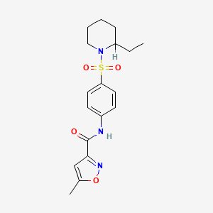 molecular formula C18H23N3O4S B5370656 N-{4-[(2-ETHYLPIPERIDIN-1-YL)SULFONYL]PHENYL}-5-METHYL-12-OXAZOLE-3-CARBOXAMIDE 