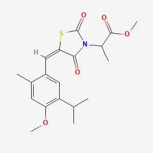 molecular formula C19H23NO5S B5370659 methyl 2-{(5E)-5-[4-methoxy-2-methyl-5-(propan-2-yl)benzylidene]-2,4-dioxo-1,3-thiazolidin-3-yl}propanoate 