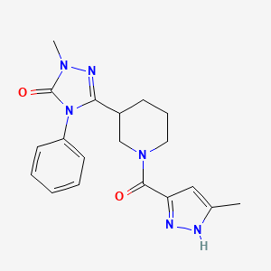 molecular formula C19H22N6O2 B5370732 2-methyl-5-[1-(5-methyl-1H-pyrazole-3-carbonyl)piperidin-3-yl]-4-phenyl-1,2,4-triazol-3-one 