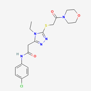 molecular formula C18H22ClN5O3S B5370958 N-(4-chlorophenyl)-2-(4-ethyl-5-{[2-(morpholin-4-yl)-2-oxoethyl]sulfanyl}-4H-1,2,4-triazol-3-yl)acetamide 