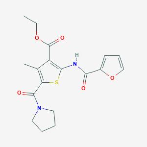 molecular formula C18H20N2O5S B5371043 ETHYL 2-(FURAN-2-AMIDO)-4-METHYL-5-(PYRROLIDINE-1-CARBONYL)THIOPHENE-3-CARBOXYLATE 