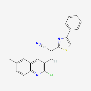 molecular formula C22H14ClN3S B5371663 (E)-3-(2-chloro-6-methylquinolin-3-yl)-2-(4-phenyl-1,3-thiazol-2-yl)prop-2-enenitrile 