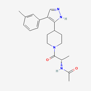 molecular formula C20H26N4O2 B5371981 N-[(2S)-1-[4-[4-(3-methylphenyl)-1H-pyrazol-5-yl]piperidin-1-yl]-1-oxopropan-2-yl]acetamide 
