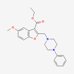 molecular formula C23H26N2O4 B5372420 Ethyl 5-methoxy-2-[(4-phenylpiperazin-1-yl)methyl]-1-benzofuran-3-carboxylate 
