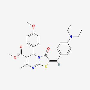 molecular formula C27H29N3O4S B5373330 methyl (2E)-2-[4-(diethylamino)benzylidene]-5-(4-methoxyphenyl)-7-methyl-3-oxo-2,3-dihydro-5H-[1,3]thiazolo[3,2-a]pyrimidine-6-carboxylate 