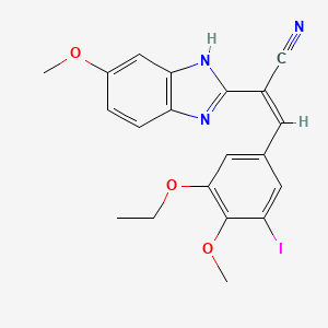 molecular formula C20H18IN3O3 B5373399 (2Z)-3-(3-ethoxy-5-iodo-4-methoxyphenyl)-2-(5-methoxy-1H-benzimidazol-2-yl)prop-2-enenitrile 