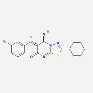 molecular formula C18H17BrN4OS B5373404 (6Z)-6-(3-bromobenzylidene)-2-cyclohexyl-5-imino-5,6-dihydro-7H-[1,3,4]thiadiazolo[3,2-a]pyrimidin-7-one 