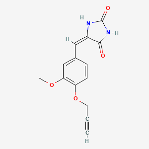 molecular formula C14H12N2O4 B5373535 (5E)-5-{[3-METHOXY-4-(PROP-2-YN-1-YLOXY)PHENYL]METHYLIDENE}IMIDAZOLIDINE-2,4-DIONE 