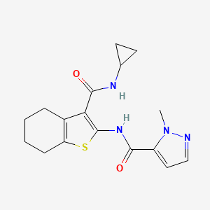 molecular formula C17H20N4O2S B5373872 N-[3-(cyclopropylcarbamoyl)-4,5,6,7-tetrahydro-1-benzothiophen-2-yl]-1-methyl-1H-pyrazole-5-carboxamide 