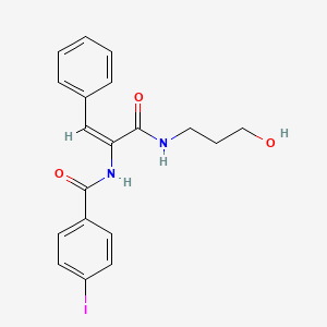 molecular formula C19H19IN2O3 B5374128 N-[(E)-3-(3-hydroxypropylamino)-3-oxo-1-phenylprop-1-en-2-yl]-4-iodobenzamide 