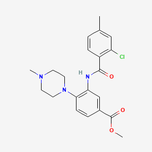molecular formula C21H24ClN3O3 B5374324 Methyl 3-[(2-chloro-4-methylbenzoyl)amino]-4-(4-methylpiperazin-1-yl)benzoate 