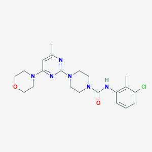 molecular formula C21H27ClN6O2 B5374691 N-(3-chloro-2-methylphenyl)-4-[4-methyl-6-(4-morpholinyl)-2-pyrimidinyl]-1-piperazinecarboxamide 