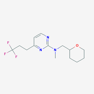 molecular formula C14H20F3N3O B5374699 N-methyl-N-(tetrahydro-2H-pyran-2-ylmethyl)-4-(3,3,3-trifluoropropyl)pyrimidin-2-amine 