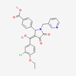 molecular formula C27H23ClN2O6 B5374857 methyl 4-[(3E)-3-[(3-chloro-4-ethoxyphenyl)-hydroxymethylidene]-4,5-dioxo-1-(pyridin-3-ylmethyl)pyrrolidin-2-yl]benzoate 